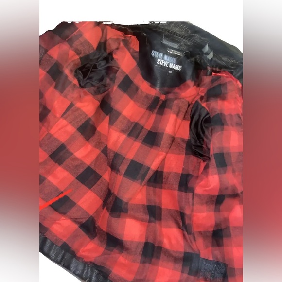 Steve Madden Black Leather Laced Up Sleeves & Sides Motorcycle Jacket Womens Sm - Picture 9 of 12